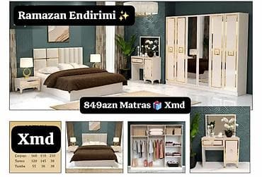 Ramazan Endirimi ✨ Yataq otağı dəsti – eleqant krem və qızılı
