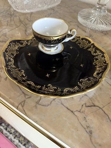 Qəhvə dəsti, rəng - Qızılı, Farfor, İtaliya — 1