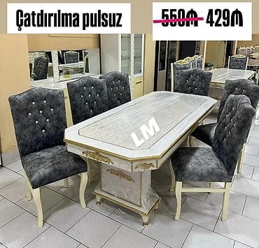 qədimi stul: Masa desti stol stul Masa ölçü 93×2 +6ədəd oturacaq Rəng seçimi — 2
