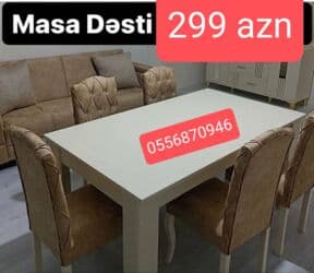 uqolnik qiyməti: Qonaq otağı üçün, Yeni, Açılmayan, Dördbucaq masa, 6 stul — 17