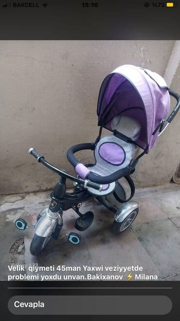 3 5 yaşlı uşaqlar üçün velosipedlər: İşlənmiş Üç təkərli Uşaq velosipedi 12", sürətlərin sayı: 14, Ünvandan götürmə — 1