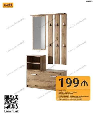 Dəhliz Dolabı – La Mini (Kod: 6076) - Ölçülər: 40 x 200 x 100 sm -