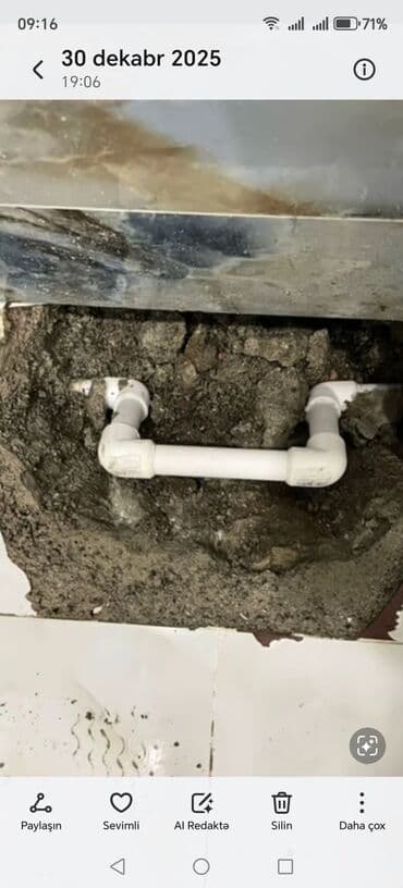 Santexnik xidmətləri – su və kanalizasiya borularının çəkilməsi və