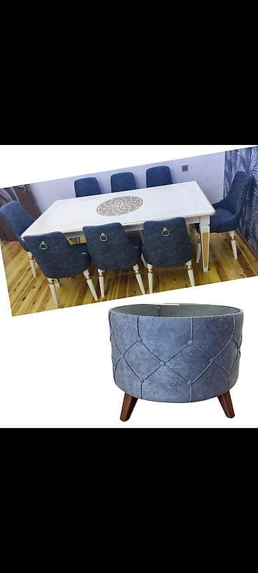 bag evi mebelleri: Qonaq otağı üçün, İşlənmiş, Açılmayan, Kvadrat masa, 8 stul — 1