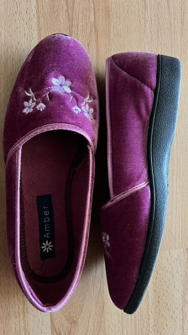 женские велюровые тапочки: Amber markalı qadın ev tuflisi - Rəng: tünd çəhrayı/çəmən gülü — 2