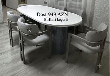 oturaca: Yemək otağı dəsti - Dəst: Oval masa + 6 ədəd rahat qoltuq tipli stul — 1