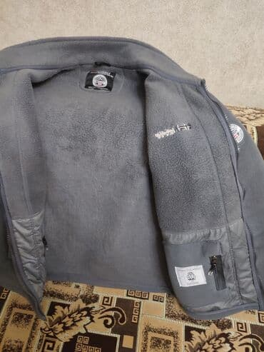 böyük bədən kişi geyimləri: Gödəkcə boz flis jaket - Material: qalın, yumşaq flis (isti saxlayan — 4