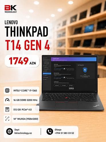 Lenovo: Yeni Lenovo ThinkPad, 14 ", Intel Core i7, 512 GB, Ödənişli çatdırılma, Rayonlara çatdırılma — 1