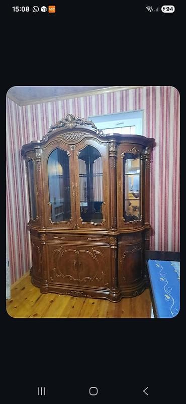 agaclar: Klassik üslubda böyük vitrini bufet - Material: təbii ağac (şpon — 1