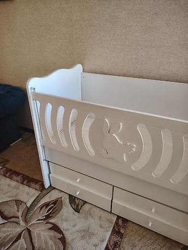 bewik: Ağ rəngdə uşaq beşiyi - Material: laminat/MDF əsaslı panel, hamar və — 3