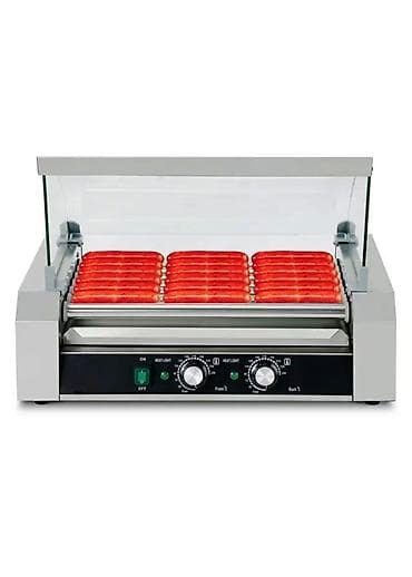 Hot dog sosis qizartma aparati Silndirlerin uzerine sosisleri duzerek