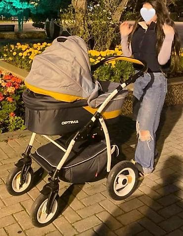 MilOptima brend uşaq kalyaskası – 3 hissəli set - Rəng: boz/sarı
