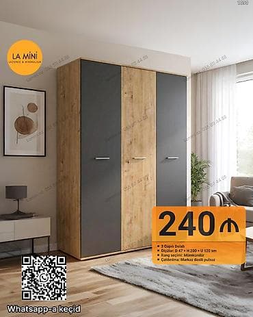 3 mertebe qab: 3 qapılı, Rəngli, Taxta, Açılan, Düz dolab — 1