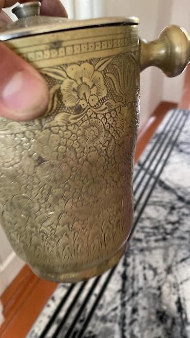 hamam aksesuarı: Məhsul: naxışlı metal qapaqlı qab - Material: mis/sarı metal ərintisi — 2