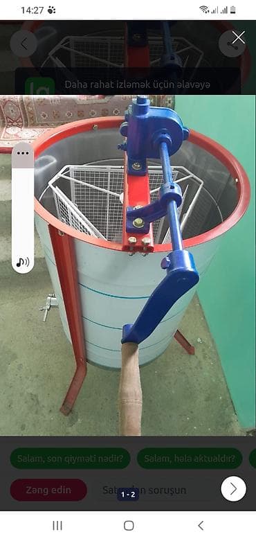 Arıçılıq üçün əl ilə işləyən mumi bal süzgəci (ekstraktor). - Tip