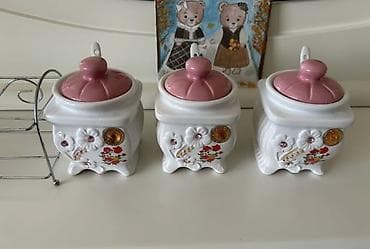 Mətbəx aksesuarları: Keramika ədviyyat qabları dəsti - Dəst: 3 ədəd kub formalı keramika — 1