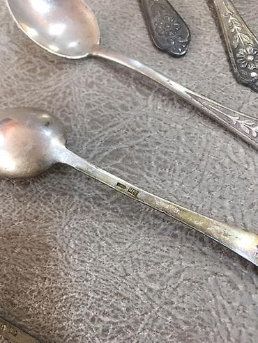 Qaşıqlar: Gümüşlə işlənmiş çay-kofe qaşıqları - Sayı: 6 ədəd - Dizayn: sap — 2