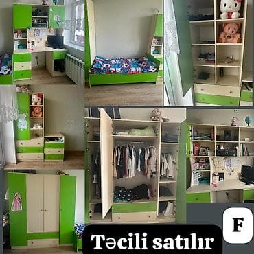 ‼️ Təcili Satılır ‼️ Gənc Yataq Dəsti Ölcü Şkaf 190 Carpayı ölcü