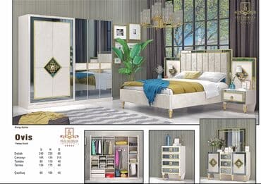 угловая тумба: Двуспальная кровать, 2 тумбы, Турция, Новый — 1