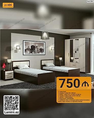 LA MINI – Yataq Dəsti (Kod: 2067) Komplekt: - Çarpayı: 2 ədəd, 90 × — 1