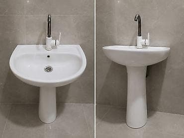tulpan qiyməti: Yenidən seçilmir. Vanna otağı üçün döşəməyə dayanan keramika lavabo — 1