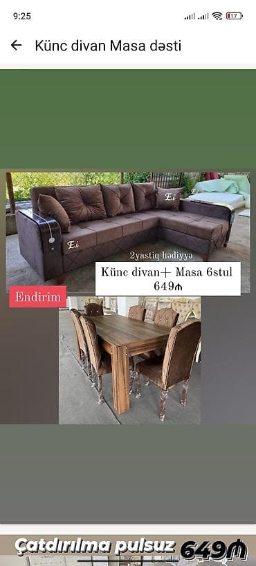 Yeni, Künc divan, Qonaq otağı üçün, Açılmayan