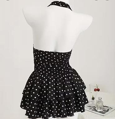 детское платье в горошек: Qara-ağ xallı qadın mayo/plaş-mayo - Rəng və naxış: Qara fonda ağ — 2