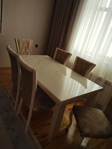 ikinci el mebelleri: Qonaq otağı üçün, Açılmayan, Dördbucaq masa, 6 stul — 2