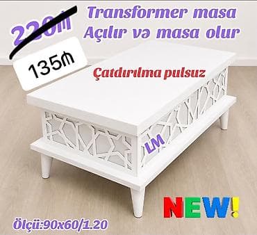 Transformer jurnal masası – açılıb yemək masasına çevrilən model