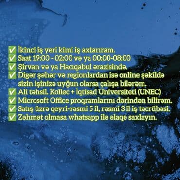 katibe isi axtariram 2021: Satış meneceri, Kişi, 27 yaş, 3-5 illik təcrübə — 1