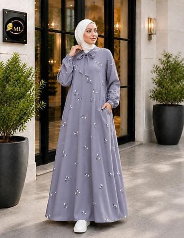 xarı bulbul broş: Zərif naxışlı uzun don - Rəng: açıq boz-bənövşəyi (lavanda tonunda) - — 1