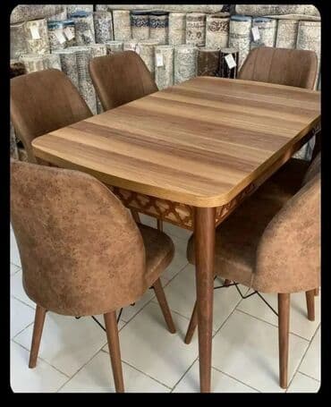 stul ev ucun: Qonaq otağı üçün, Yeni, Açılan, Dördbucaq masa, 4 stul — 5