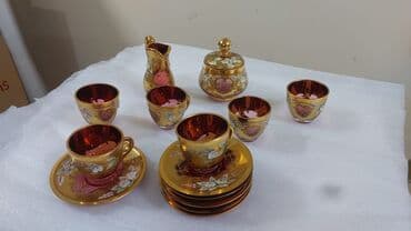 qab qaçaq: Qəhvə dəsti, rəng - Qızılı, Şüşə — 2