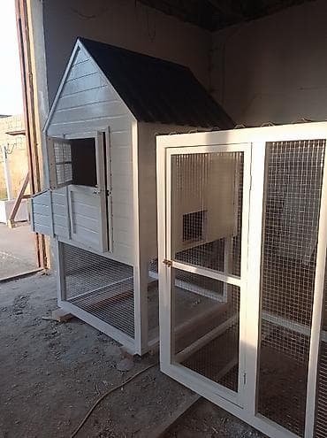 lelekli heyvanlar: Taxta toyuq evi və volyer komplekti - Material: keyfiyyətli taxta — 4