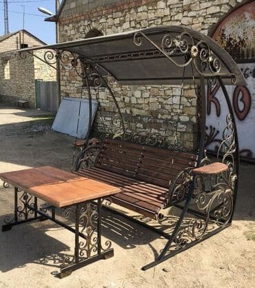 Sifarişlə bağ üçün masa və oturacaq dəstləri: Metal EN MMC olaraq istədiyiniz forma və ölçüde demir işlerinin — 27