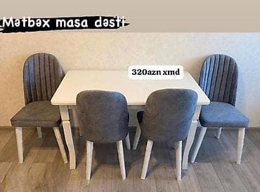 Mətbəx üçün, Dördbucaq masa, 4 stul — 1