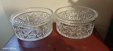 Kəsimli şüşədən (büllur üslubunda) 2 ədəd dekorativ qab dəsti. - — 1