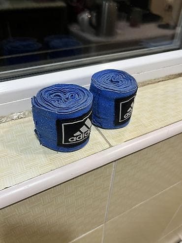 Tonometrlər: Adidas boks/budqa üçün əl sarğıları (cüt) - Rəng: mavi - Brend loqolu — 2