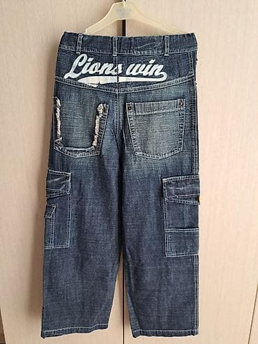 Uşaq üçün cargo tərzli cins şalvar, 10-11 yaşa, boy 140 sm - Rəng — 2