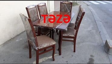 стул: Qonaq otağı üçün, Yeni, Açılan, Kvadrat masa, 6 stul — 4