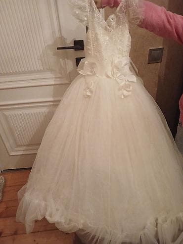 Uşaq geyimi və ayaqqabıları: Ağ rəngli uşaq ziyafət/geyim paltarı - Model: balon ətəkli — 2