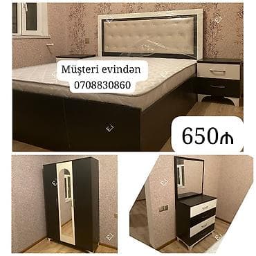 Yataq otağı mebel dəsti - Rəng: qara-ağ kombinasiya - Dəst tərkibi