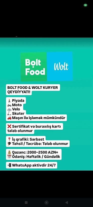 Moto-kuryer tələb olunur — 3