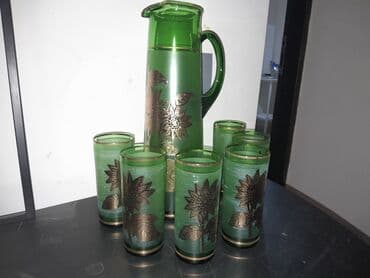 столешница из стекла: Şüşə məmulatları dəsti - Yaşıl və şəffaf tonların keçidi ilə — 4