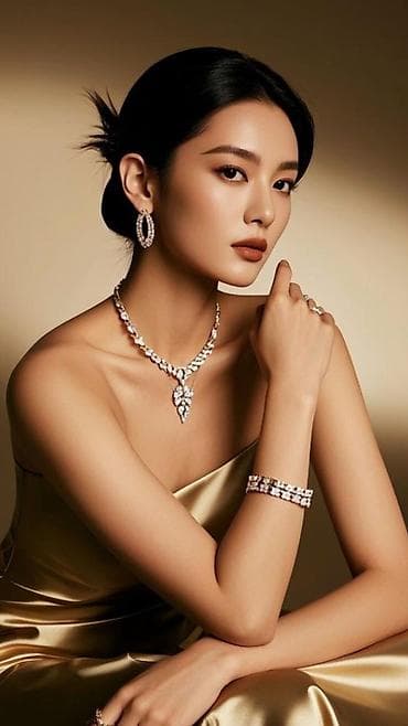 gumus ucuz: Zərif Zirkon Bəzək Dəsti – boyunbağı, sırğa, qolbaq və üzük - Parlaq — 1