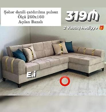 kukna mebel: Künc divan, Yeni, Açılan, Bazalı, Parça, Şəhərdaxili pulsuz çatdırılma — 1