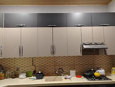 TV altlığı: Mətbəx asma dolab dəsti - Üst modul: tünd boz rəngli, düz fasadlı — 2