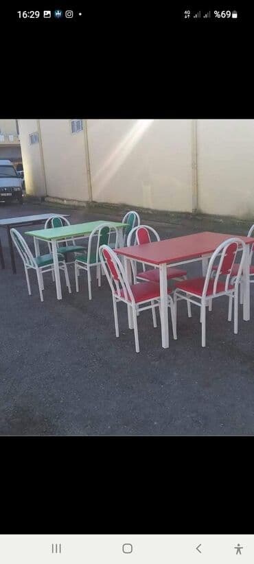 Masa və oturacaq dəstləri: Qonaq otağı üçün, Yeni, Açılan, Kvadrat masa, 4 stul — 22