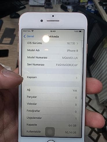 iphone 6s barter: IPhone 8, 64 GB, Qızılı, Barmaq izi — 3