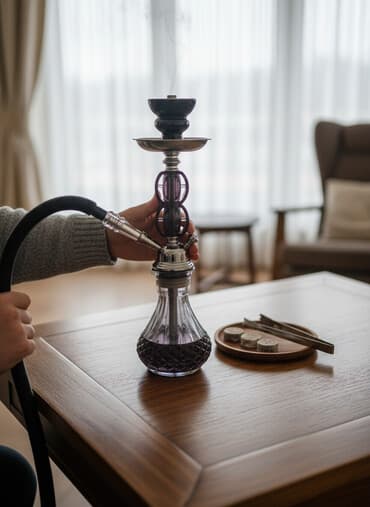 qəlyan aparat: Şüşə gövdəli nargilə seti - Kompakt ölçülü, dekorativ şüşə kolba — 1